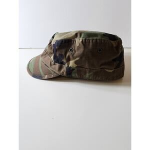 US MILITARY Green Unisex Camo Cotton Nylon Blend Hot Weather Light Cap SZ 7 5/8